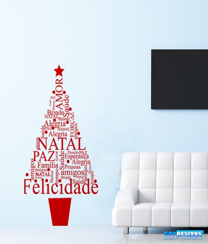 Adesivo De Parede Decorativos Frase Pensamento Arvore Natal