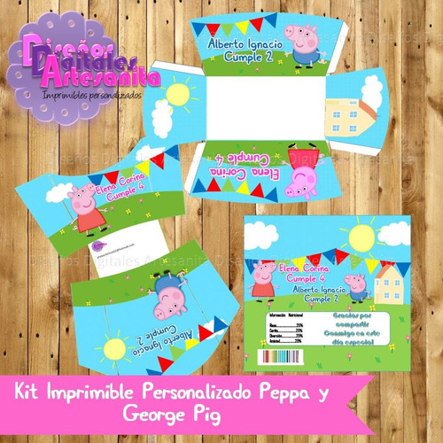 Kit Imprimible Personalizado Peppa Y George Pig