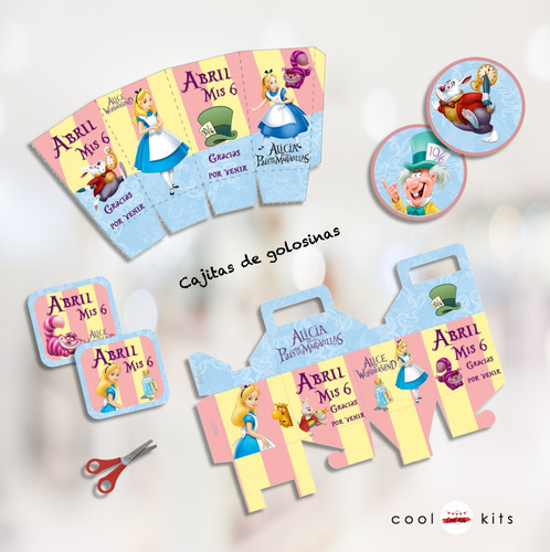 Kit Imprimible Alicia País Maravillas Personalizado Candybar