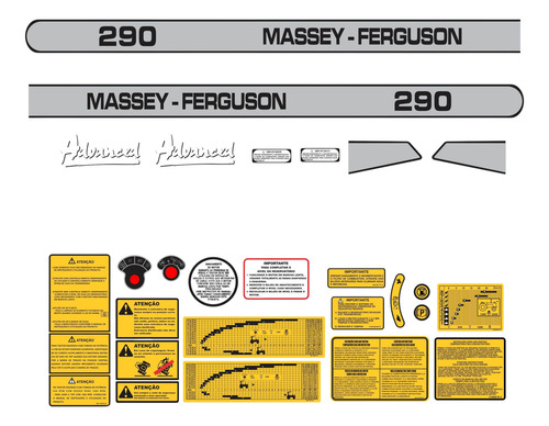 Kit Etiquetas Adesivos Trator Massey Ferguson 290 Advanced