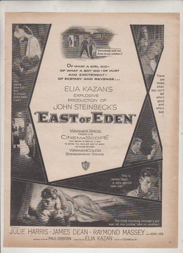 1955 Cine James Dean Publicidad East Of Eden De Elia Kazan