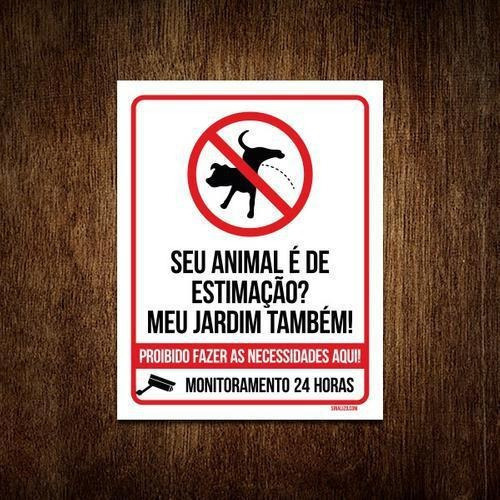 Placa Animal Estimação Jardim Proibido Fazer Coco V 18x23