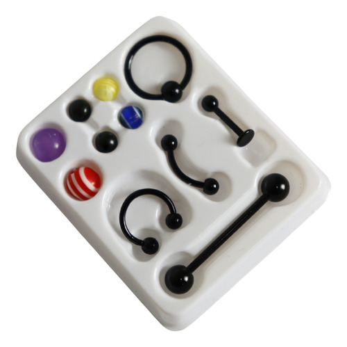Conjunto Piercing Preto Língua Nariz Sobrancelha