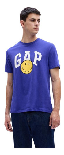 Polera Logo Smiley Manga Corta Azul