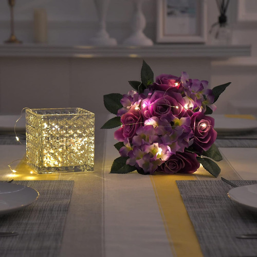 Fule - Arreglo De Centro De Mesa De Rosas Artificiales De Se