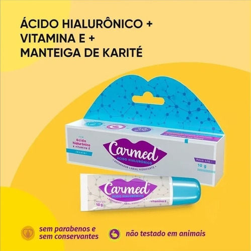 Hidratante Labial Carmed Acido Hialurônico Vitamina E 10g