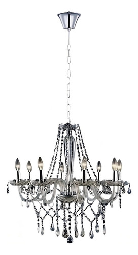 Lustre Candelabro De Cristal K9 8 Braços Ambar Cor Branco 110V/220V (Bivolt)