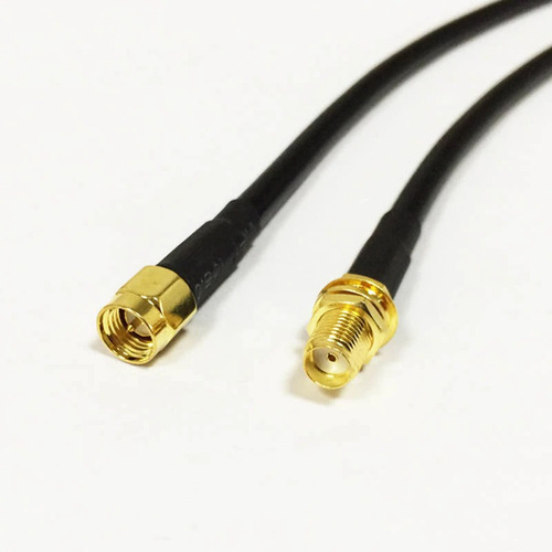 Cabo Pigtail 50 Centimetros Rgc58 Sma Macho + Sma Femea Cor Preto