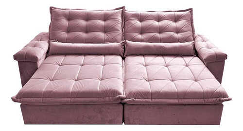 Sofá Retrátil 2,55m Cama Inbox Big Fresh. Com Softgel d40 Cor Rose