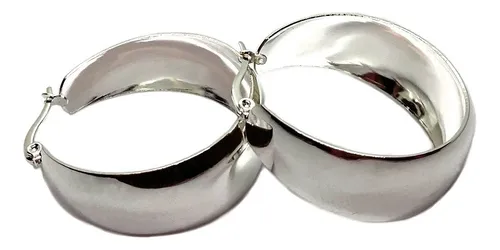 Aros Argollas Cubanas Acero Blanco 3 3 Cm