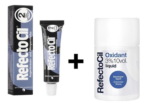 Imagem 2 de 4 de Kit Refectocil Tinta Cílios Sobrancelhas 2 Preto Azulado + Oxidante 100ml + Brinde