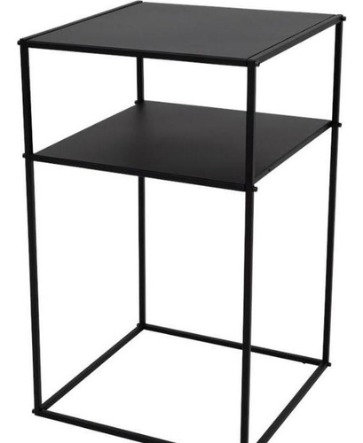 Mesa Auxiliar Metal Negro 2 Estantes 