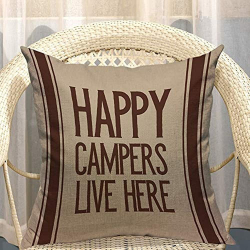 Mugod Happy Campers Live Here Throw Pillow Case Camping Al A