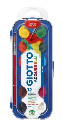 Acuarela 12 Colores 30mm En Caja Plastica Giotto