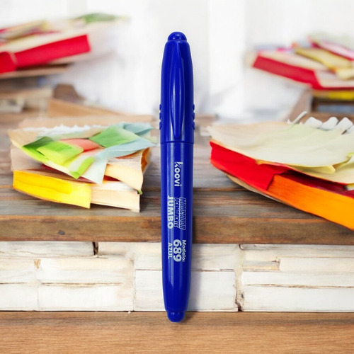 Marcador Permanente Jumbo Koovi C/12 Pz Color Azul