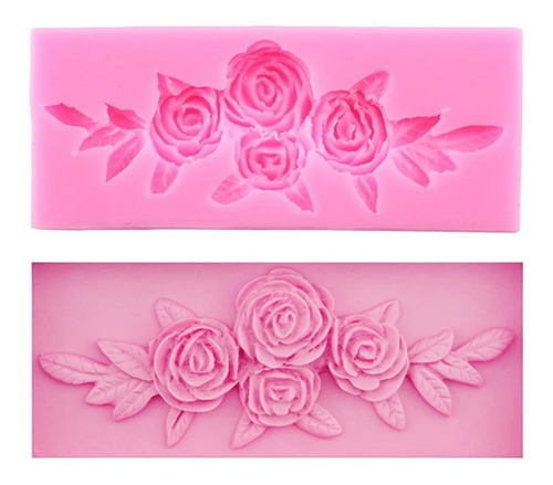 Molde De Silicona Para Rosas Y Hojas Fondant Repostería 