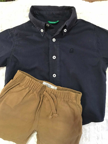 Set Camisa Benetton Y Short Importado Talle 2años