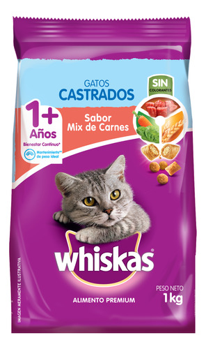 Whiskas Alimento Seco Para Gatos Adultos Castrados 1kg