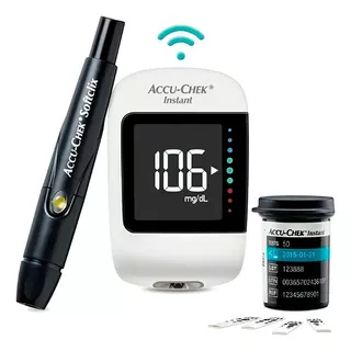 Glucometro Accu-chek Instant com 10 Tiras Y 10 Lancetas Blanco Negro