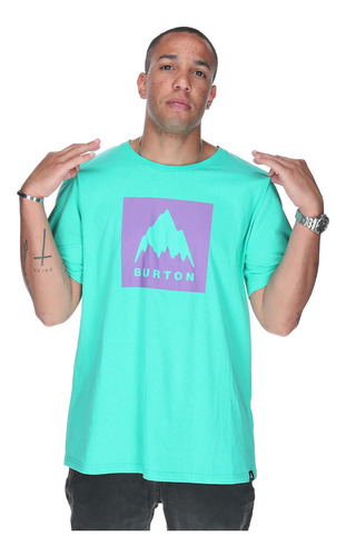 Polera M/c Hombre Mountain Logo2 Verde Burton