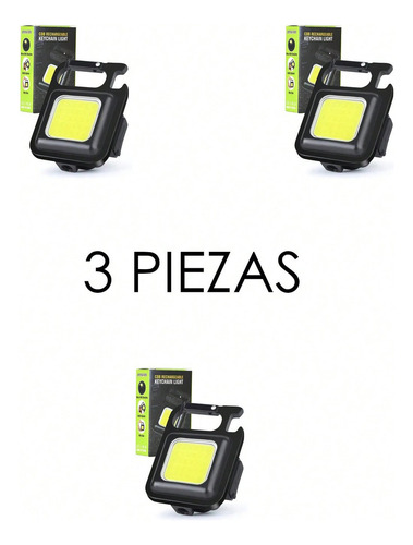 3 Piezas Mini Linterna Multiusos Recargable Para Llavero