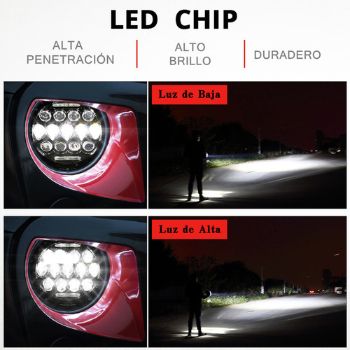 1par 7'' Faros Led Lupa Redondo Drl Para Wrangler Jeep Vocho