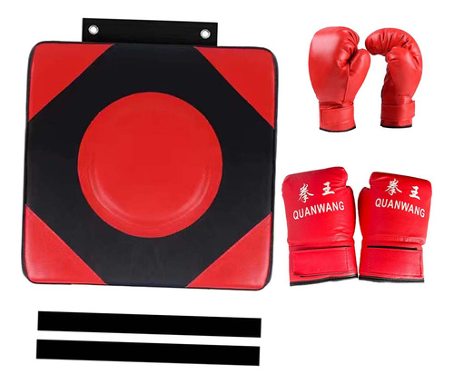 Almohadilla De Boxeo Para Pared, 2par Guantes L Rojo