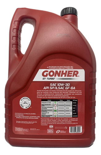 Aceite Multigrado Gonher Gt Turbo 10w30 5 Litros