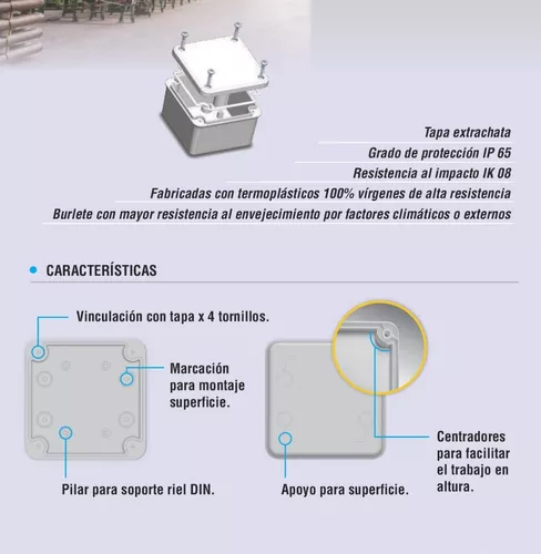 Caja Estanca Pase Exterior p/ Balun Camara Empalme 115x115x80