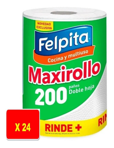 Rollo De Cocina Felpita Maxirollo 200 Paños X 2 Bolsones