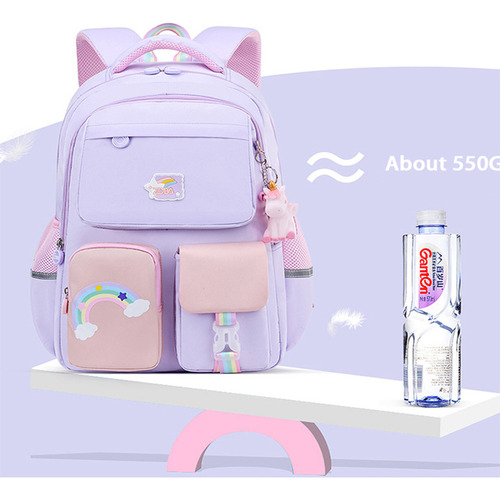 Mochila Escolar Coreana Con Estampado De Arcoíris Para Mujer