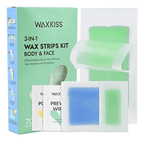 Waxkiss Kit De Tiras De Cera Para Mujer, Kit De Tiras De Cer