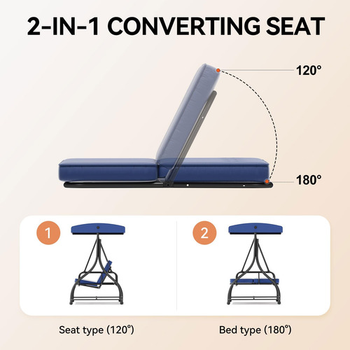 Silla Columpio De 3 Asientos Para Patio Al Aire Libre Con
