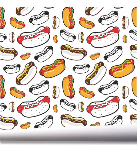 Papel De Parede Hot Dog Cachorro Quente Kit 02 Rolos A737