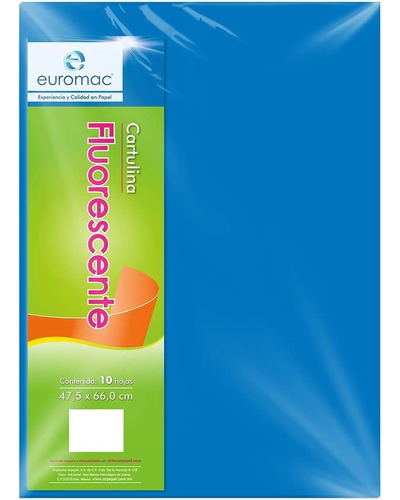 Cartulina Euromac Fluorescente Azul 47.5x66cm C/10 Ef003 /v Color Azul Fluorescente