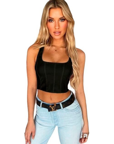 Polera Crop Top Tipo Corset 