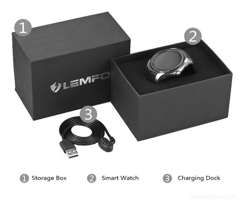 Relógio Pulseira Smartwatch Lemfo Internet Gps Music Mp3 App