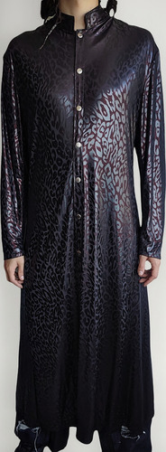 Tunica Negra Con Diseño Animalprint De Brillos Rojos Talle M Negro M