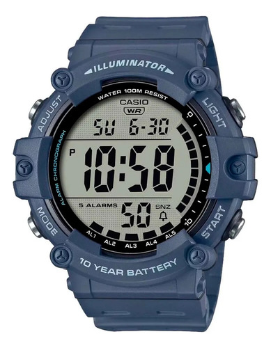  Reloj Casio Malla De Pvc Color Azul Ae-1500w-2avdf