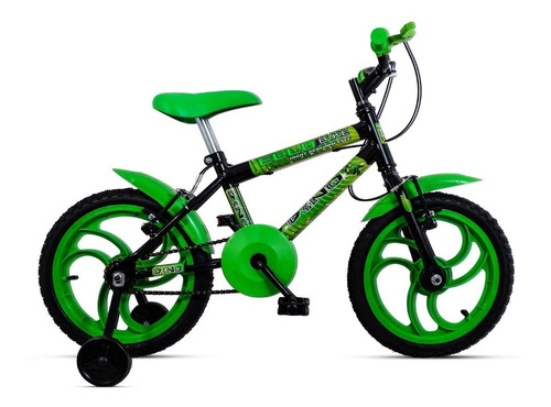 Mountain bike infantil Ello Bike Bike aro 16 freios v-brakes cor verde com rodas de treinamento