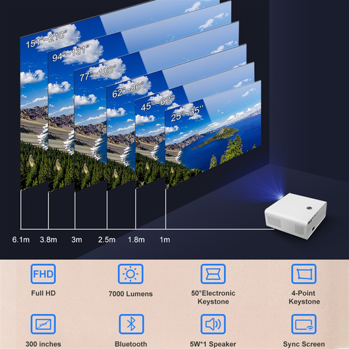 Proyector Led De 7000 Lúmenes Dispositivo Portátil Proyector