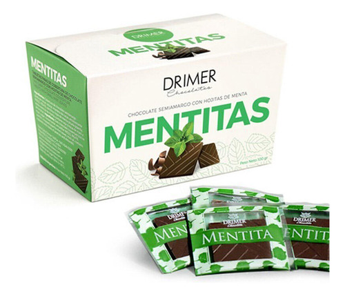 Chocolate Semiamargo Con Menta Mentitas Drimer 5 G X 20 U
