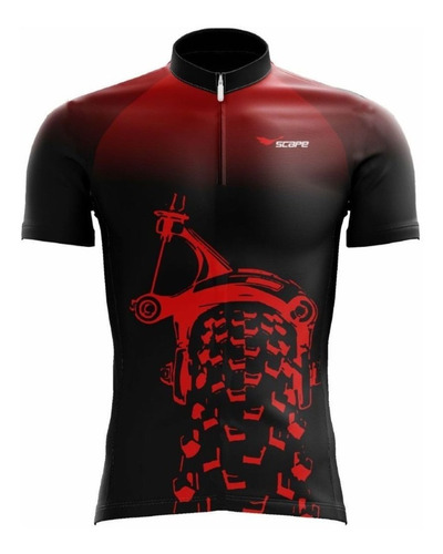 Camisa Scape Pneu Mtb Vermelha E Preta Ciclismo Urbana Bike