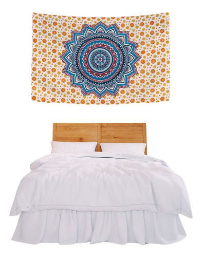 Hermoso Tapiz Textil Decorativo De Mandala Y Flores