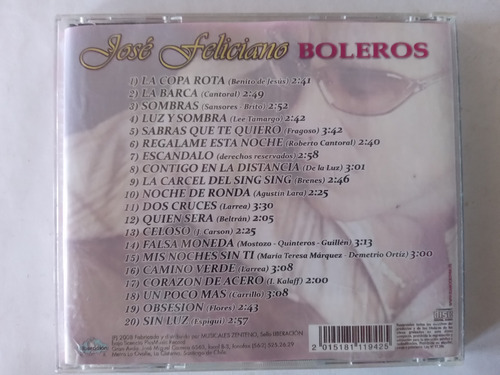 Cd Jose Feliciano/ Boleros La Copa Rota (Usado)