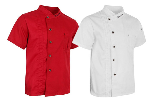 2x Chaquetas De Chef Unisex Abrigo Camisa De Manga Corta