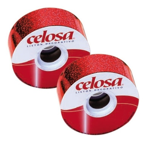 Liston Celosa No.9 Holografico Metalico Frape 35mm X 40mts Color Rojo Celosa Holografico