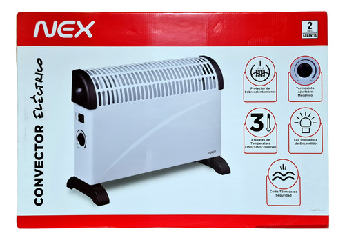 Estufa Calefactor Convector Eléctrico 2000w 3 Niveles Nex 