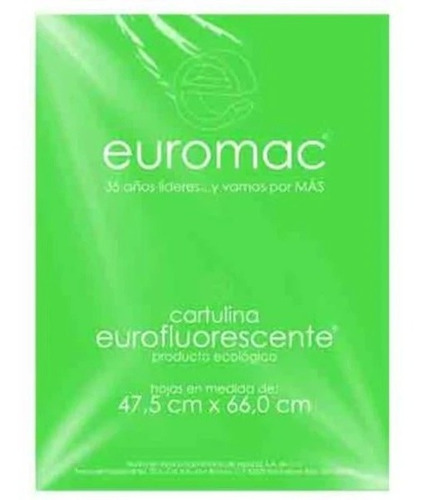 Cartulina Euromac Fluorescente Verde 47.5x66cm C/10 Ef00 /vc Color Verde Fluorescente