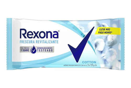 Rexona Jabon En Barra Cotton 3x125gr